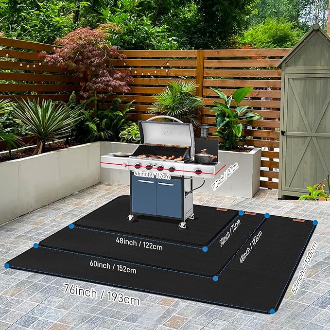 60"×48" Under Grill Mat for Outdoor Grill,Double-Side Fireproof & Heat-Resistant Outdoor Grill Mat,Protective Mat for Patio,Courtyard,Tabletop