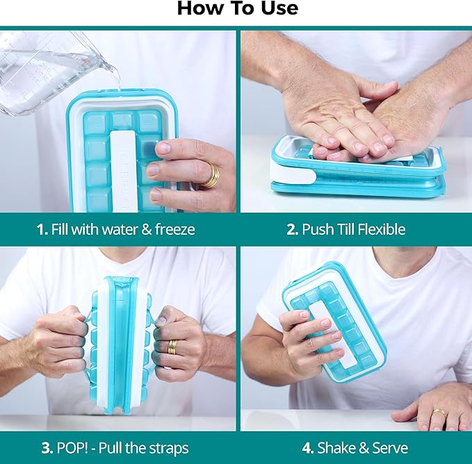 ICEBREAKER POP - 4 IN 1 - DISPENSER - MAKER - BIN - ICE PACK - Make And Serve Ice Without Ever Touching The Ice - The Sanitary Silicone Ice Tray for Freezer With Lid - Ice Cube