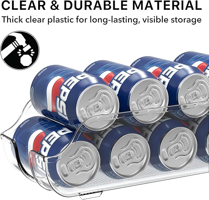Simple Houseware Soda Can Organizer and Dispenser for Refrigerator / Pantry, Clear