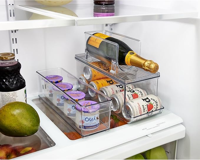 iDesign Soda Can Organizer with Lid for Pantry or Refrigerator - Clear - Made in USA