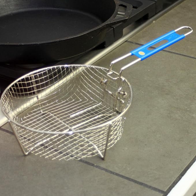 Lodge Silver Deep Fry Basket - Nickel-Plated Steel Deep Fry Basket - 10.25 Inch