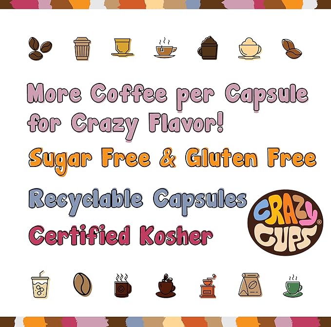 Crazy Cups Decaf Blueberry Coffee Pods, Single Serve Blueberry Shortcake Decaf Hot or Iced Coffee Cups for Keurig K Cups Machines, Flavored Pods (Pack of 1, 22 Count Total)
