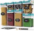 Airtight Food Storage Containers for Pantry Organization & Storage - 7 PC Pantry Organizer Plastic Containers for Food with Flip Lock Lids - Stackable Sugar Container & Food Storage Canisters (Teal)