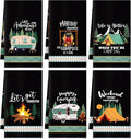 Boyiee 6 Pcs Camping Kitchen Towels Black Absorbent Dish Towels Bonfire Tent Car Tea Towels 24 x 16 Inches with Funny Sayings Novelty Gifts for Campers Happy Camper Camping Accessories for RV Campers
