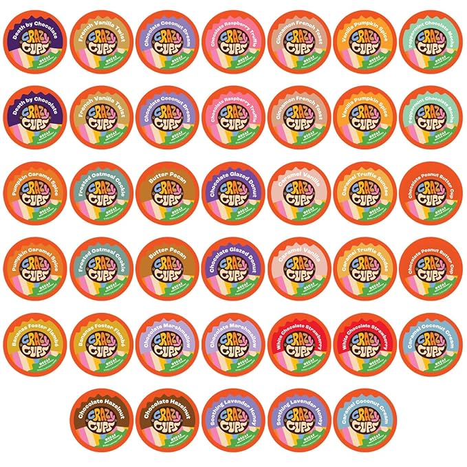 Crazy Cups Flavored Decaf Coffee, for the Keurig K Cups Coffee 2.0 Brewers, Variety Pack Sampler, 40 Count