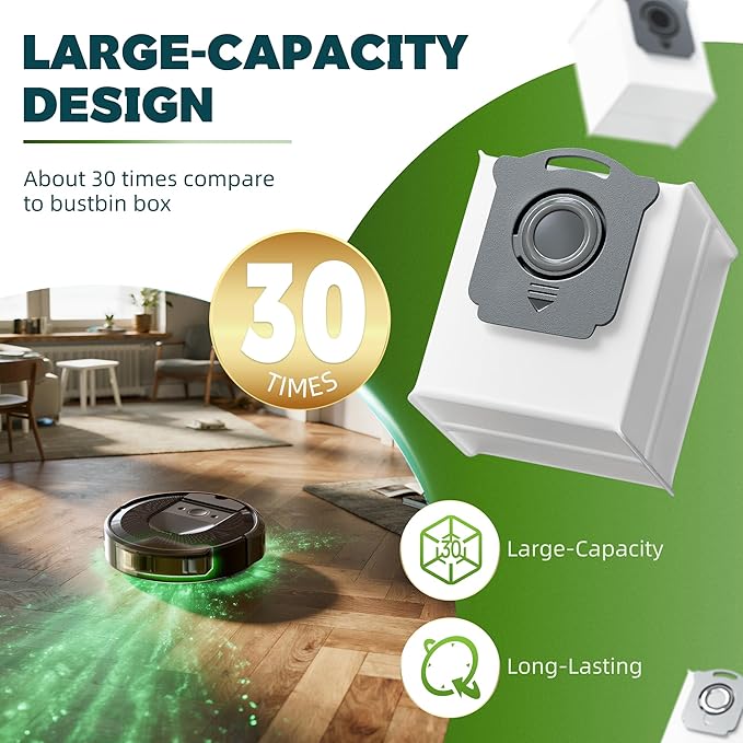 24 Pack Upgraded ‌Vacuum Bags Replacement Compatible with iRobot Roomba i7, i7+, i3, i3+, i1+, i4, i4+, i6, i6+,j6,j7,j7+, i8, i8+,s9, s9+, i & s & j Series Clean Base Automatic Dirt Disposal Bags