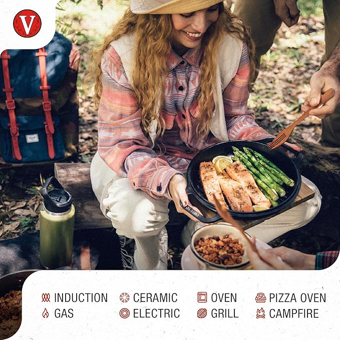 Victoria Cast Iron Square Grill Pan with Double Loop Handles, Made in Colombia, 10 Inches