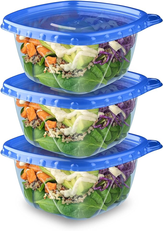 Ziploc Food Storage Meal Prep Containers Reusable for Kitchen Organization, Smart Snap Technology, Dishwasher Safe, Deep Square, 3 Count