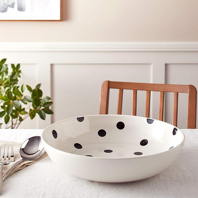 Kate Spade New York Deco Dot Salad Bowl, 5.60 LB, White