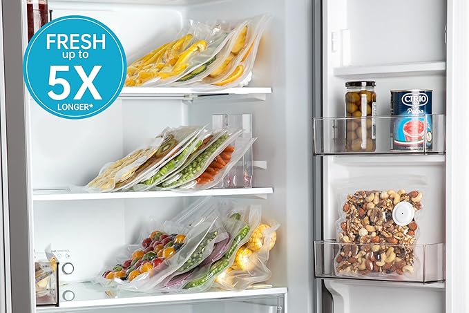 Vacuum Sealer Bags for Food, 22 PCS Reusable Sous Vide Bags BPA Free, Vacuum Zipper Bag with Universal Air Valve, 2 Sizes Food Storage Bag for Meal Prep, Dishwasher Microwave & Freezer Safe