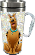 Spoontiques Insulated Travel Mug, 14oz - Double Wall Stainless & Acrylic Drink Cup with Twist Top Lid & Handle - Scooby Doo