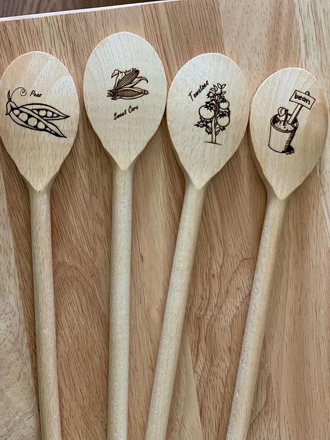 3-PCS 12″ Long Beechwood Wooden Cooking Spoons – Heat-Resistant, Non-Scratch Mixers for Non-Stick Cookware | Sustainably Sourced European Crafting
