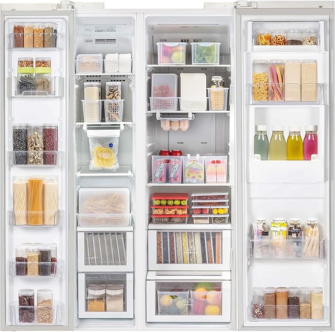 Silicook Flat Plastic Box for Kitchen for Kitchen&Refrigerator Organization, Transparent Food Storage Container for Kitchen, Fridge, Freezer (5 x 600ml)