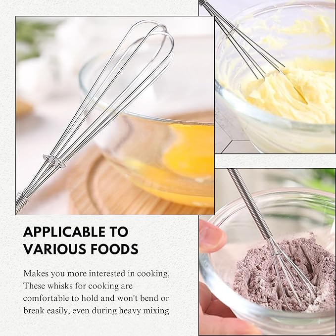 Chandler Whisks for Cooking | Pack of 3 | Small Set – Stainless Steel Whisk - Perfect for Blending, Beating, and Stirring - Heat Resistant, Anti-Rust Kitchen Whisk, Hand Mixer (Sizes 5’’, 7’’, 9’’)