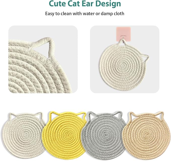UKJENT Trivets for Hot Dishes - 5 Pcs Cotton Trivet Mats, Heat Resistant Hot Pads Pot Holders Set for Hot Pots & Pans, Kitchen Counter Farmhouse Table New Home Decor Essentials(7" & 9" & 12")