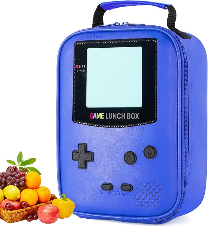 Boy Lunch Box,Kids Lunch Bag Insulated Leather Game Lunch Box for School Thermal Meal Cooler Lunch Boxes for Boy Girl Kid Toddler Teen