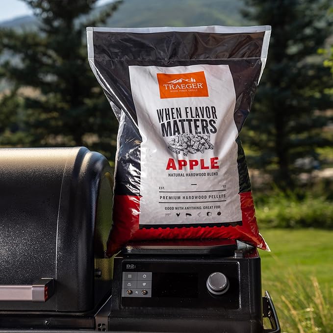 Traeger Grills Apple 100% All-Natural Wood Pellets for Smokers and Pellet Grills, BBQ, Bake, Roast, 18 lb. Bag (Pack of 3)