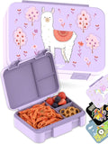BEARFOOT Bento Box Compact, BPA-Free Children's Lunch Box for School and Nursery, Leak-Proof Lunch Box for Girls and Boys, Practical, Lightweight and Compact (Llama Purple, 4 Cups)