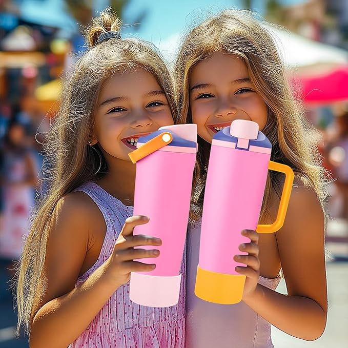 Mity rain 2PCS Protective Silicone Boots for Owala 30oz & 40oz FreeSip Sway Bottles & Tumblers - Accessories for owala, Enhances Stability & Prevents Scratches (Golden Yellow & Pastel Pink)