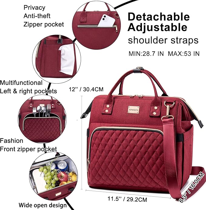 Artelaris Insulated Lunch Bag for Women Men, Large Reusable Lunch Box, Adult Leakproof Cooler Tote Bags Adjustable Strap for Work Picnic（16 Liters）