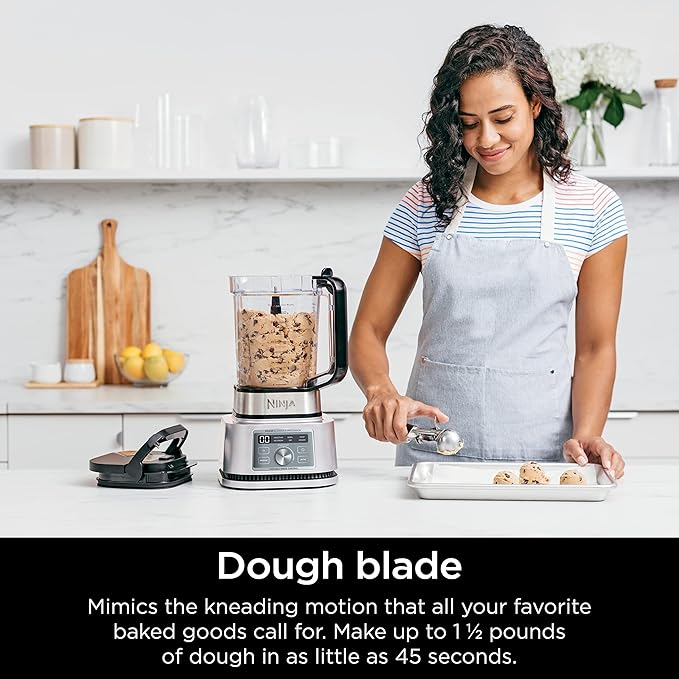 Ninja Foodi SS201 Power Blender & Processor. 3-in-1 Crushing Blender, Dough Mixer, and Food Processor 1400WP smartTORQUE 6 Auto-iQ Presets
