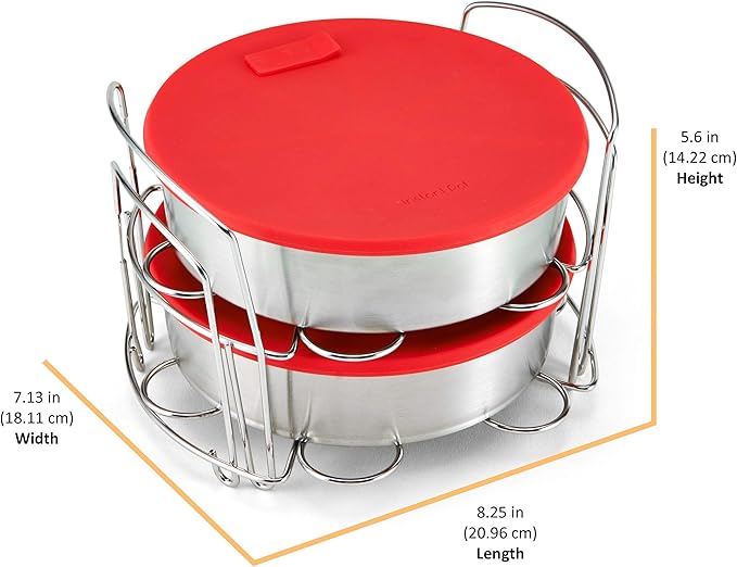 Instant Pot Official 8-Piece Cook/Bake Set, Versatile and Durable, Compatible with 6-Quart and 8-Quart Cookers, Red, Excellent for Cooking, Baking, Storing, and Reheating, BPA-Free and Heat Resistant