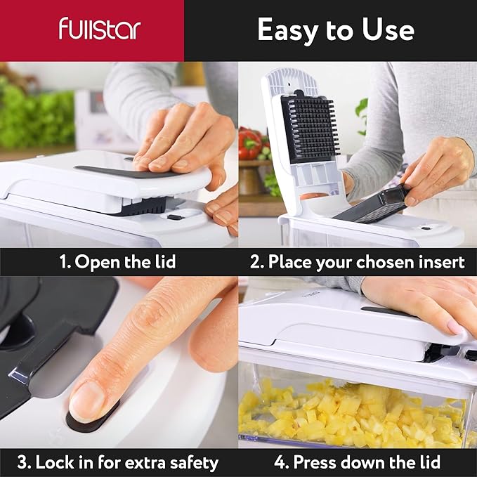 Fullstar The Original Pro Chopper - Vegetable Chopper and Spiralizer, Food Chopper with Container, Fruit Slicer, Kitchen Gadgets & Gifts, Home Essentials (2 in 1, White)