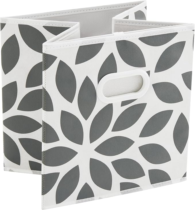 MAX Houser Fabric Storage Bins Cubes Baskets Containers with Dual Plastic Handles for Home Closet Bedroom Drawers Organizers, Flodable,Grey, Set of 6