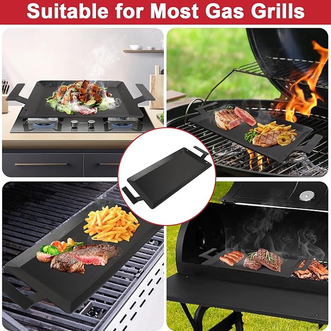 Carbon Steel Griddle for Stove Top Gas Grill, 24'' x 10'' Carbon Steel Flat Top Griddle for Induction Cooktop, Professional Cooking Griddle Pan for Made In Cookware