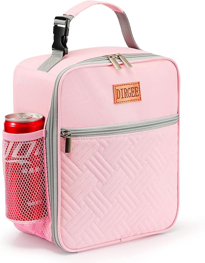 Lunch Bag for Women Insulated Lunch Bag For Men Adults Small Lunch Bag for Office Work - Leakproof Freezable Cooler Bag Reusable Portable Lunch Box (Pink)