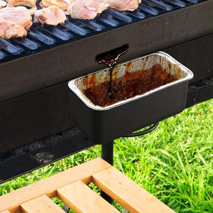 Grill Grease Catcher for Blackstone Griddle with 10 Pack Grease Cup Liners Aluminum Foil Tray Pan Drip Tray Pan for 17, 22, 28 & 36 inches Griddle (Short Hook)