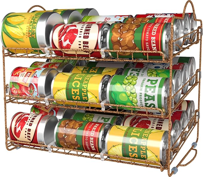 Utopia Kitchen Can Organizer for Pantry, Storage Rack Organizer, Stackable Can Organizer, Can Pantry Organizers and Storage for Cans, Holds up to 36 Cans for Kitchen, Cabinet, or Pantry (Antique Gold)