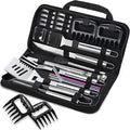 ROMANTICIST 27pcs Heavy Duty Grilling Gifts for Men Dad Christmas, Extra Thick BBQ Accessories Tools Set, Stainless Steel Grill Utensils Kit with Meat Claws, Carrying Bag for Outdoor Camping Silver