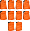 DISCOUNT PROMOS 10 Hook and Loop Insulated Lunch Bags Set - Polyester, Durable, Vibrant, Reusable - Orange