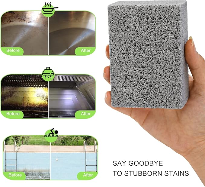 Maryton Grill Stone Cleaning Brick - Griddle Grills Cleaning Kit Block Pumice Stone for Removing Stains BBQ Grease, 3 Count