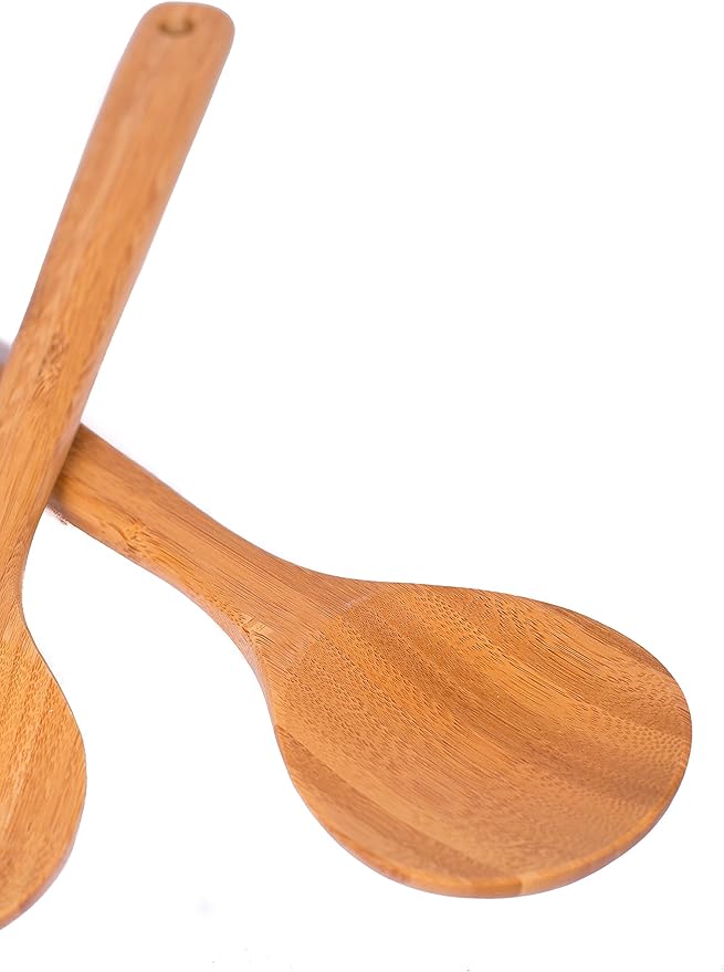 BIRDROCK HOME Bamboo Salad Servers 2-Piece Set - Bamboo Spoon & Fork Set - Salad Utensils for Cooking and Serving - Ideal Salad Spoons for Tossing & Mixing - Durable Serveware for Kitchen & Dining