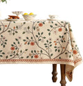 ISAENNE Designer Floral Long Rectangle Tablecloth,French Linen Light Beige Indoor Table Cloth,Fall Wrinkle Resistant Decor Tablecloths for Dining Thanksgiving Kitchen Party,63"*102"-Flora A