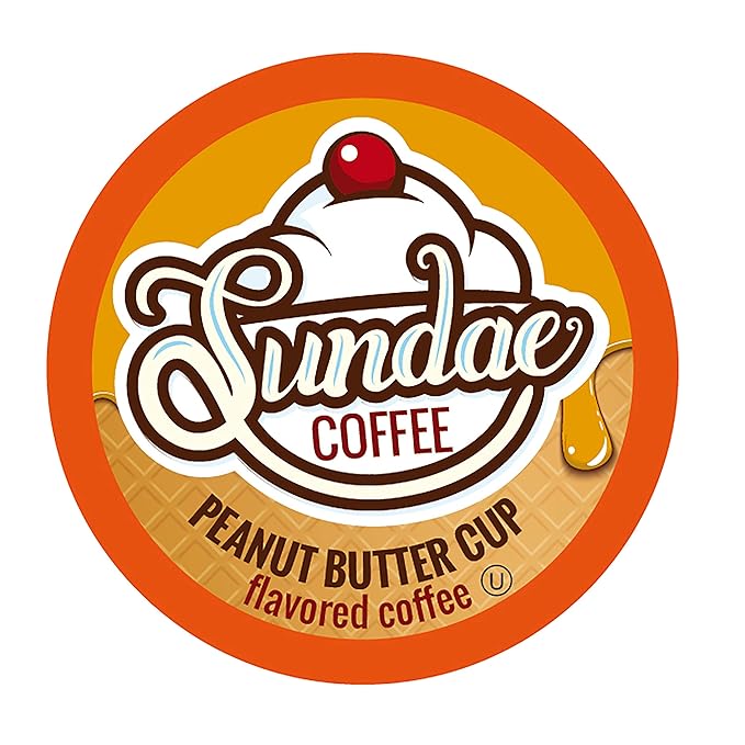 Sundae Ice Cream Flavored Coffee Pods, Compatible with 2.0 Keurig K-Cup Brewer, (Peanut Butter Cup) 48 Count