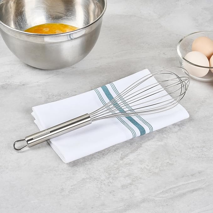 Restaurantware-German Standard 12.5 Inch French Whisk, 1 Dishwashable Kitchen Wire Whisk - Ergonomic Handle, Durable, Stainless Steel French Whip, For Blending, Stirring, Mixing Of Ingredients