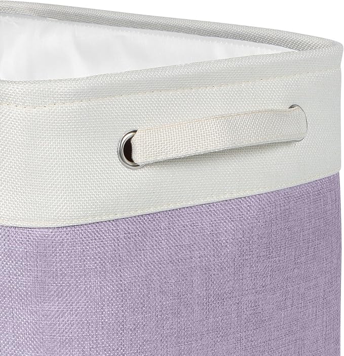 Kntiwiwo Foldable Storage Bin Collapsible Fabric Storage Basket Cube with Durable Handles Closet Organizer Bins for Organizing Shelves Drawers, Set of 3, 15" x 10" x 9.5", Purple