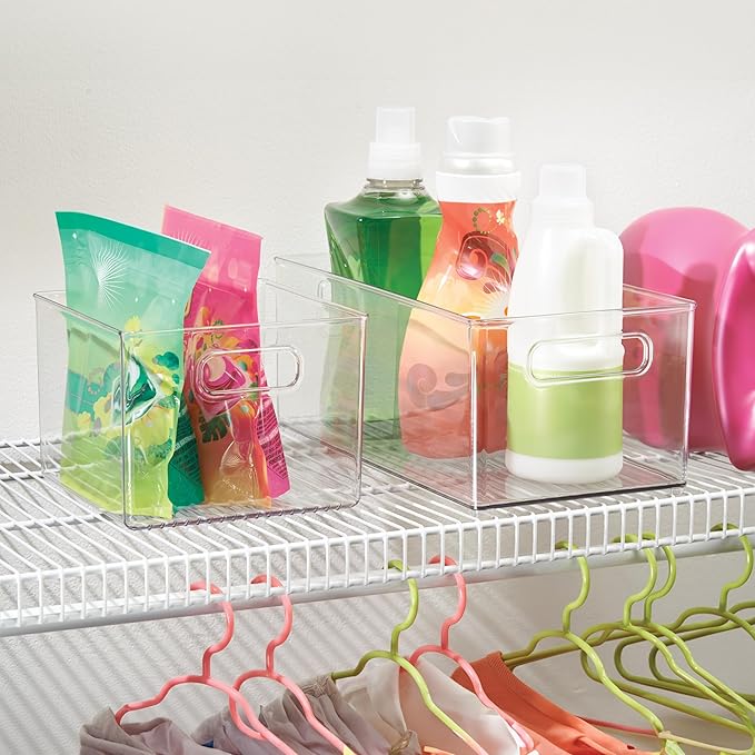 iDesign Pantry Storage Bin with Handles for Kitchen Cabinets or Fridge - Set of 2 - Clear - Made in USA