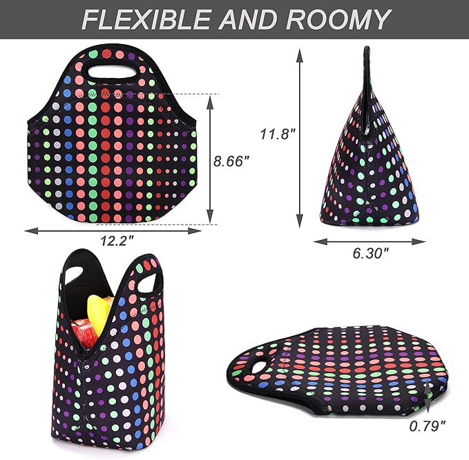 Neoprene Lunch Bag for Women Insulated Lunch Tote Bags Washable Lunch Container Box for Work Picnic Lightweight Meal Prep Bags for Men