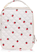 TuErCao Cute Strawberry-Print Lunch Box Kids for School, Compact Reusable Tote LunchBox for Girls for School, Office, Picnic, Lightweight Small Lunch Bag Fits Bento Boxes, Snack and Foods