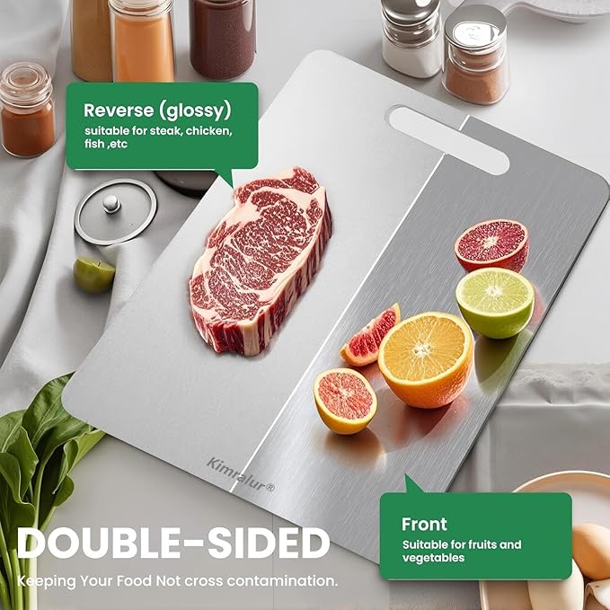 Titanium Cutting Board, Double Sided 2025 New Titanium Cutting Boards for Kitchen, Non Toxic Non Slip, Chopping Board, Dishwasher Safe, Easy to Clean (18''L x 12''W)