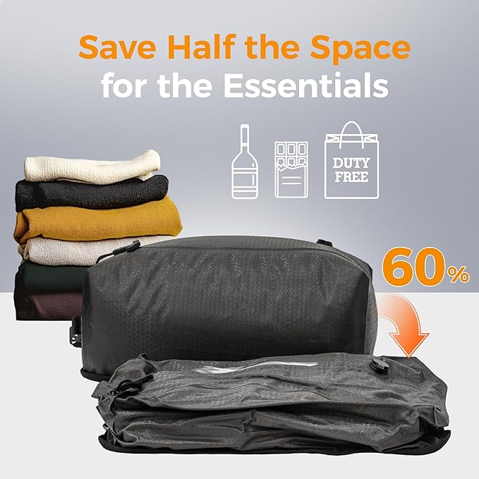 ZPO Vacuum Travel Bags with Wireless Electric Pump (2 Pack), IP67 Waterproof Reusable Compression Packing Cubes with Transparent Window, Space Saver Storage Bags for Clothes, Luggage & Suitcase