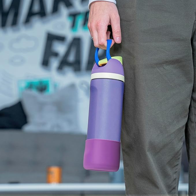 Silicone Water Bottle Boot for Owala 24 oz, Anti-Slip Protective Sleeve for Owala Twist & FreeSip & Flip Stainless Steel Water Bottle, Boot Bottom Base for Owala (Purple)
