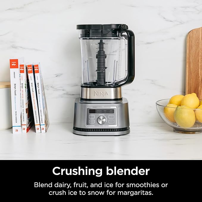 Ninja Foodi SS201 Power Blender & Processor. 3-in-1 Crushing Blender, Dough Mixer, and Food Processor 1400WP smartTORQUE 6 Auto-iQ Presets