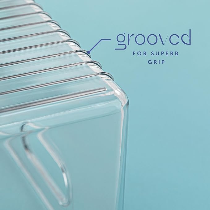 Plastic Food Storage Clear Container Bin with Handles for Organizing Kitchen, Pantry, Fridge, Freezer, Pantry,Bathroom. 16"x4"x5"