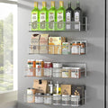 Magnetic Spice Rack for Refrigerator, 4 Pack 100% Metal Strong Magnet Fridge Shelves, Space Saving Spice Organizer, No Drilling Home Kitchen Laundry Room Storage Organization Moveable, Grey