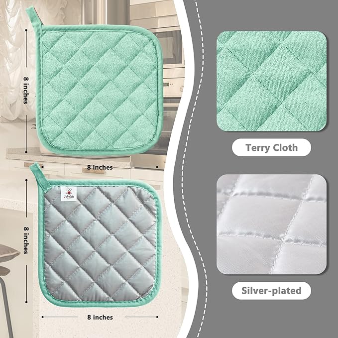 Joyhalo 5 Pack Heat Resistant Pot Holders - Terry Cloth Sets for Cooking & Baking